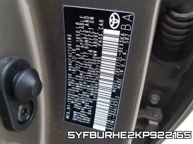 5YFBURHE2KP922165 фото 2