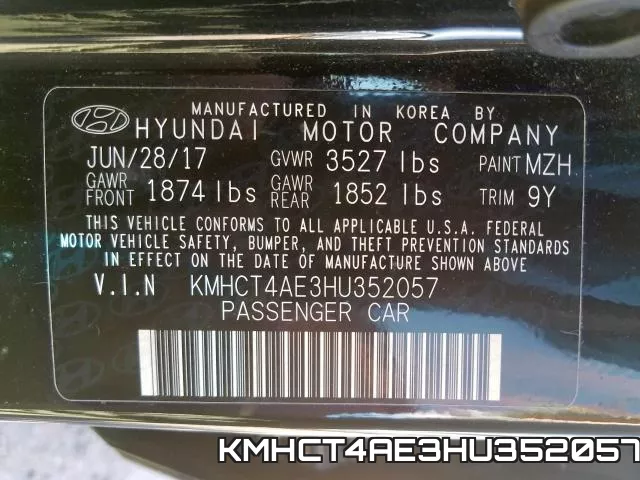 KMHCT4AE3HU352057 фото 2