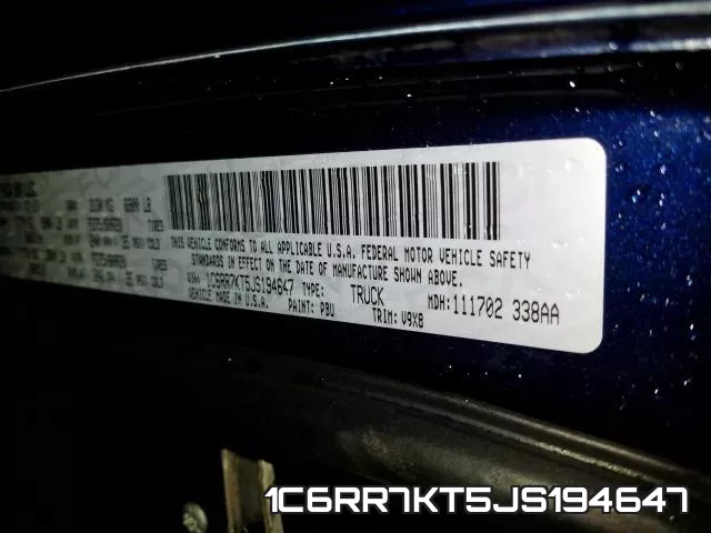 1C6RR7KT5JS194647 фото 2