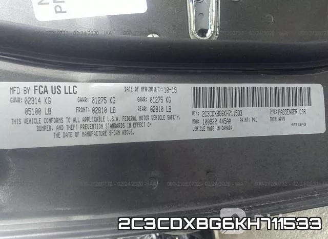 2C3CDXBG6KH711533 фото 6