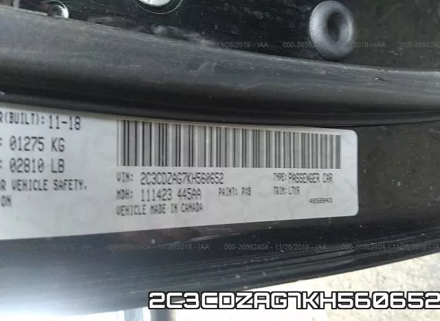 2C3CDZAG7KH560652 фото 6