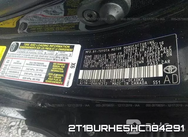 2T1BURHE5HC784291 фото 7
