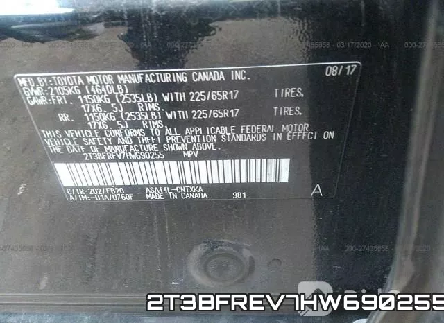 2T3BFREV7HW690255 фото 9
