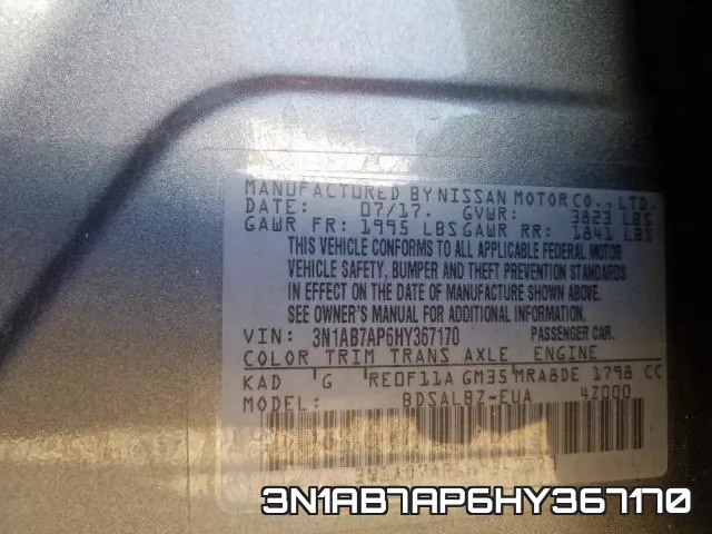 3N1AB7AP6HY367170 фото 2