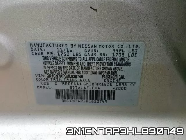 3N1CN7AP3HL830749 фото 2