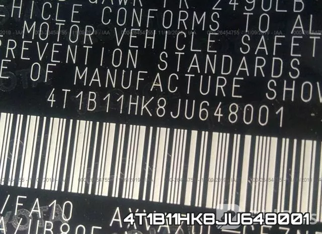 4T1B11HK8JU648001 фото 9