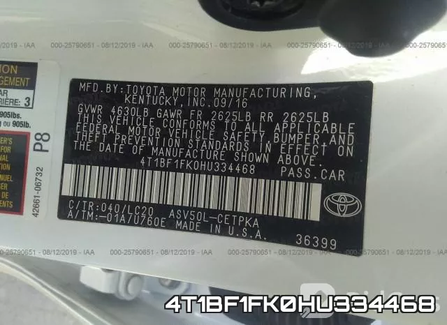 4T1BF1FK0HU334468 фото 7
