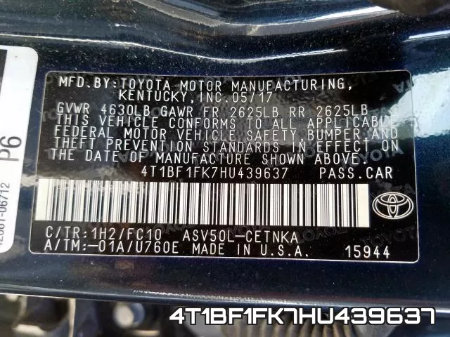 4T1BF1FK7HU439637 фото 2