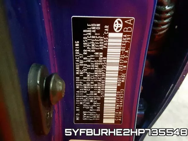 5YFBURHE2HP735548 фото 2