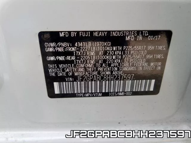 JF2GPABC8HH237597 фото 2