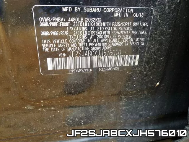 JF2SJABCXJH576010 фото 2
