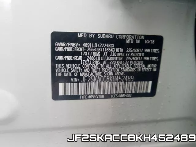JF2SKACC8KH452489 фото 2