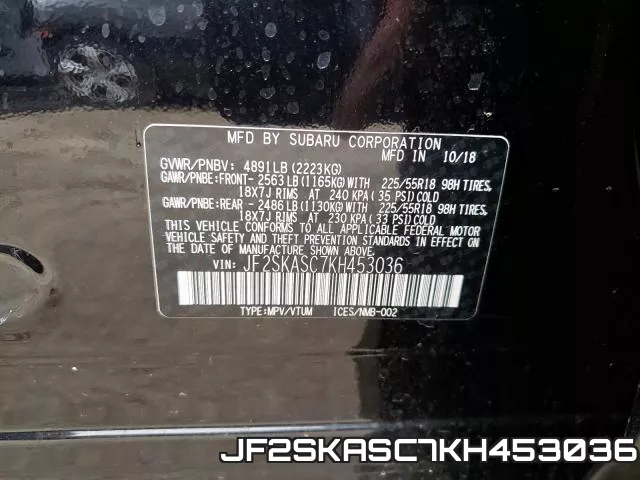 JF2SKASC7KH453036 фото 2