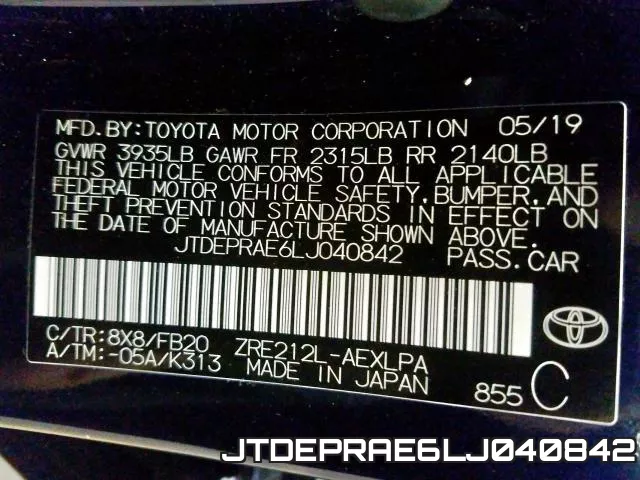 JTDEPRAE6LJ040842 фото 2