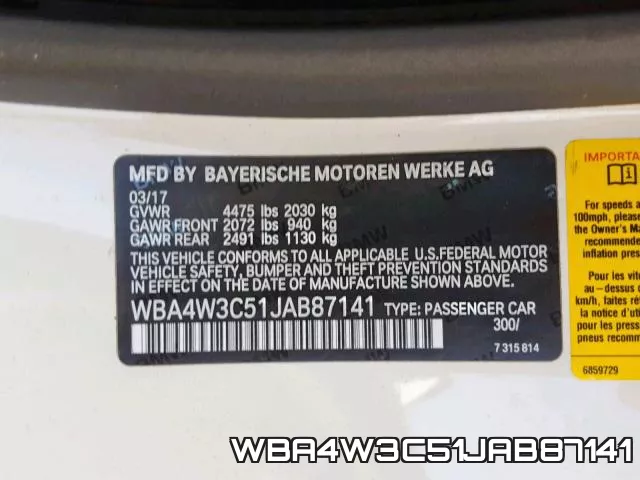 WBA4W3C51JAB87141 фото 2