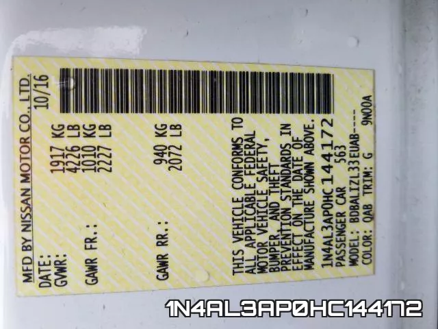 1N4AL3AP0HC144172 фото 2