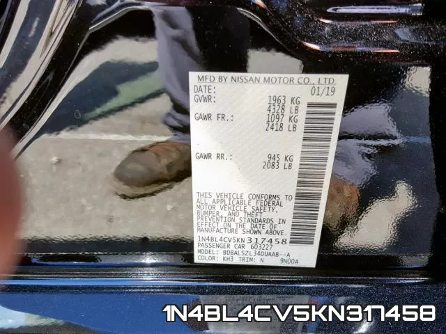 1N4BL4CV5KN317458 фото 2