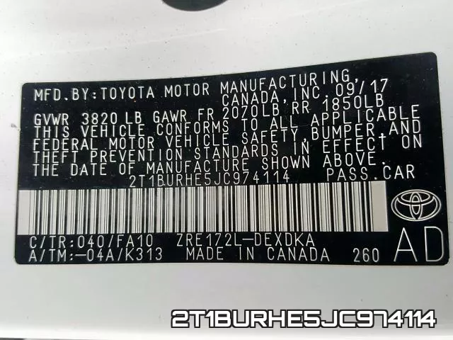 2T1BURHE5JC974114 фото 2