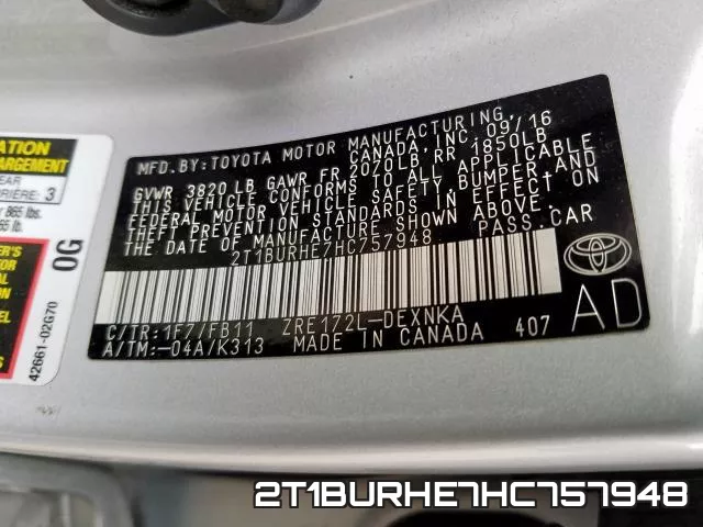 2T1BURHE7HC757948 фото 2