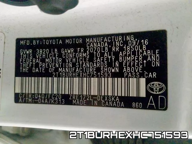2T1BURHEXHC751593 фото 2