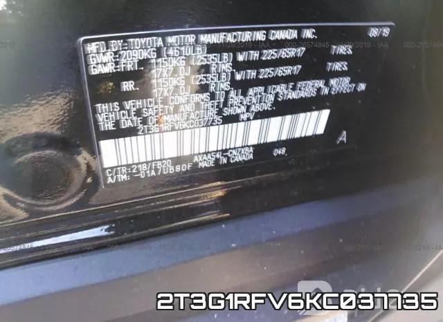 2T3G1RFV6KC037735 фото 9