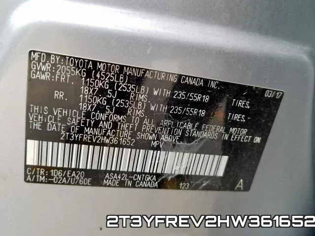 2T3YFREV2HW361652 фото 2