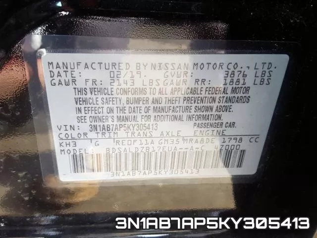 3N1AB7AP5KY305413 фото 2