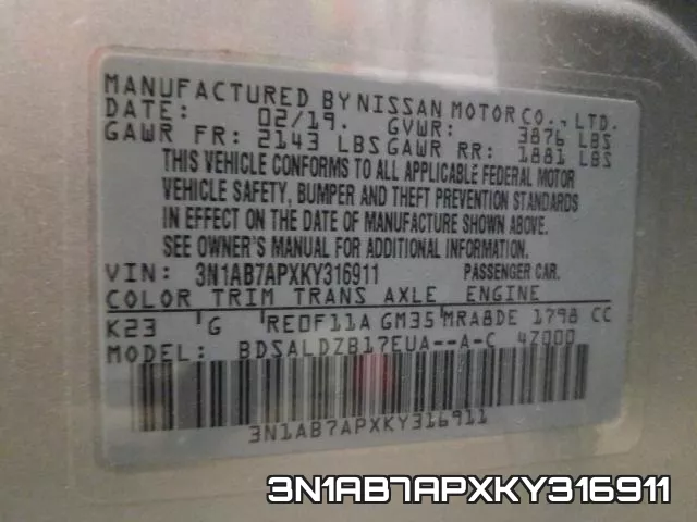 3N1AB7APXKY316911 фото 2