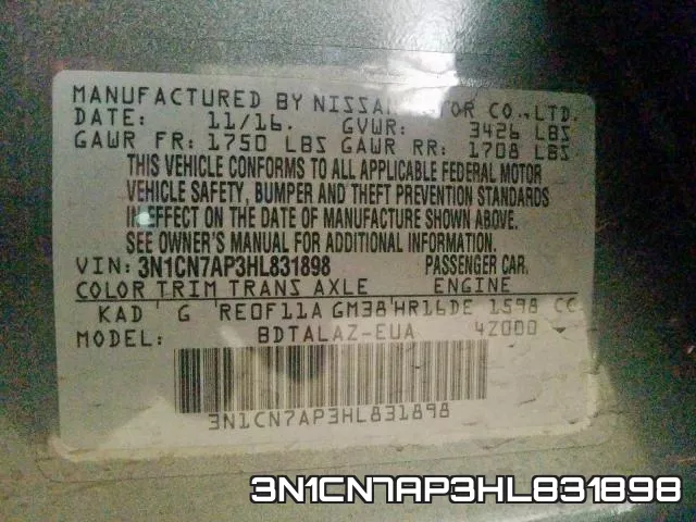 3N1CN7AP3HL831898 фото 2