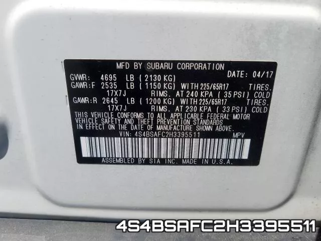 4S4BSAFC2H3395511 фото 2