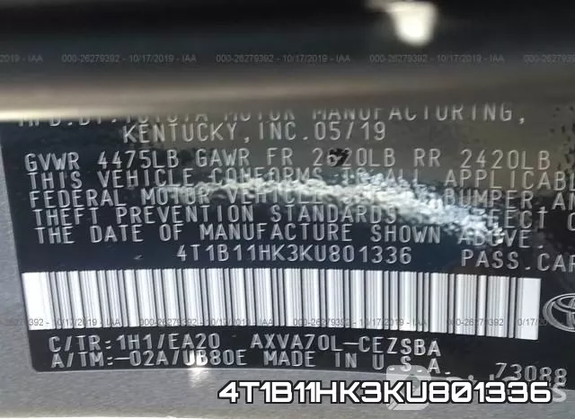 4T1B11HK3KU801336 фото 9
