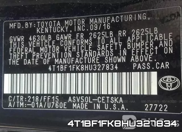 4T1BF1FK8HU327834 фото 7