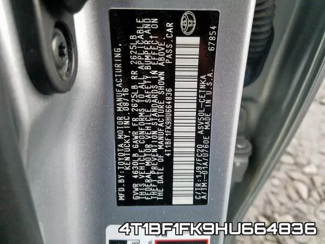 4T1BF1FK9HU664836 фото 2