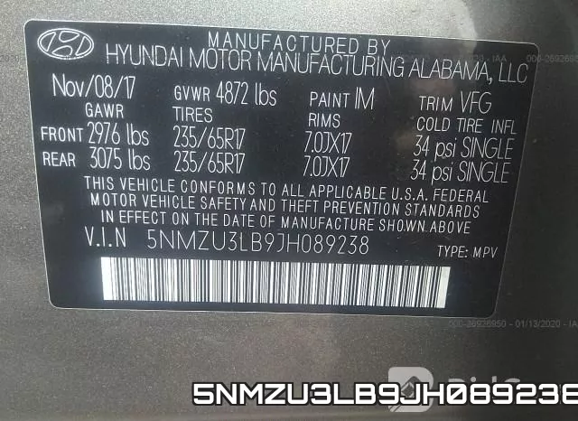 5NMZU3LB9JH089238 фото 6