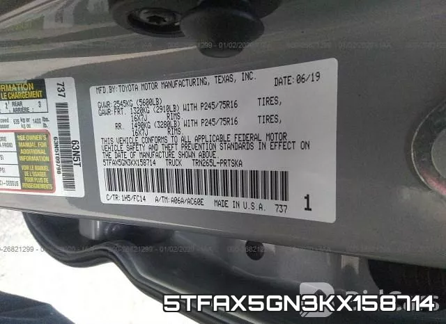 5TFAX5GN3KX158714 фото 8