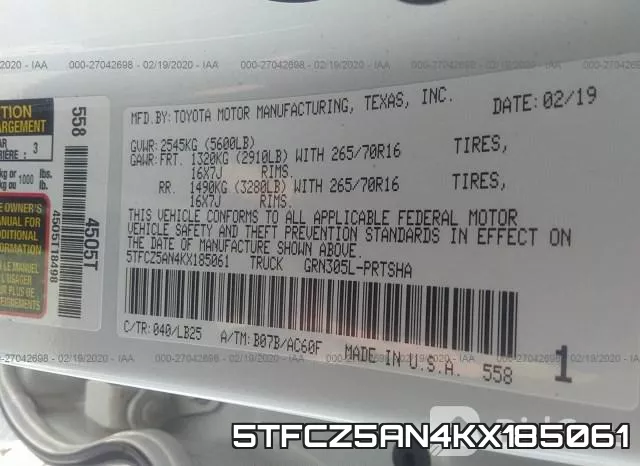 5TFCZ5AN4KX185061 фото 7