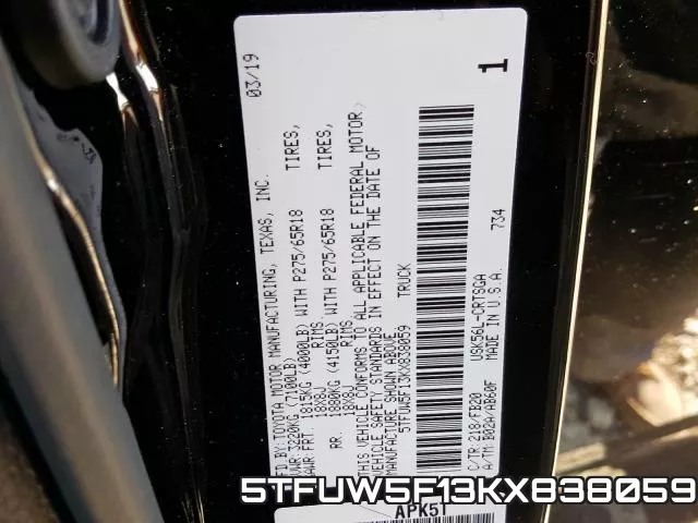 5TFUW5F13KX838059 фото 2