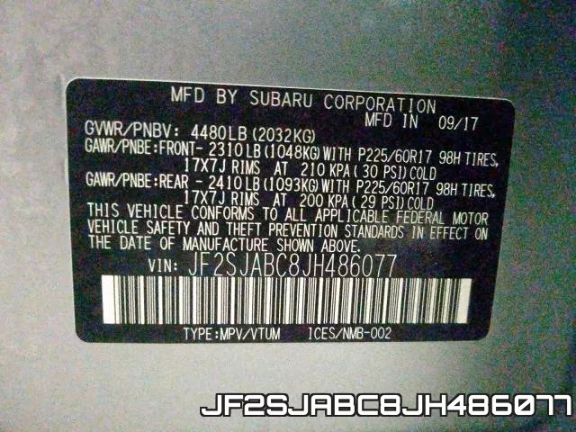 JF2SJABC8JH486077 фото 2