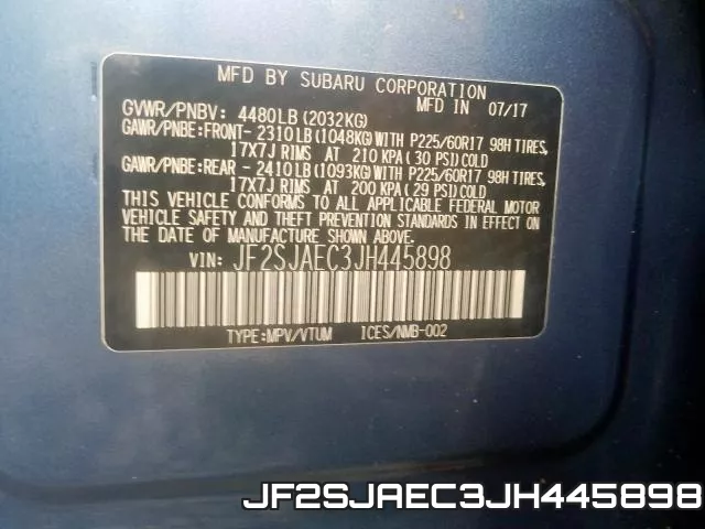 JF2SJAEC3JH445898 фото 2