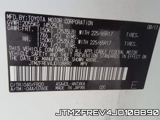 JTMZFREV4JD108890 фото 2