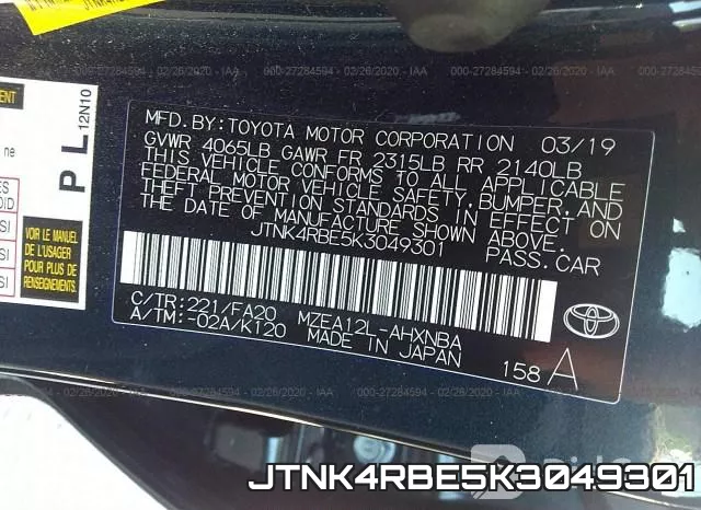 JTNK4RBE5K3049301 фото 5