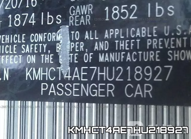 KMHCT4AE7HU218927 фото 8
