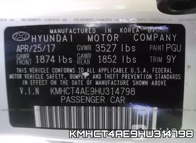 KMHCT4AE9HU314798 фото 10