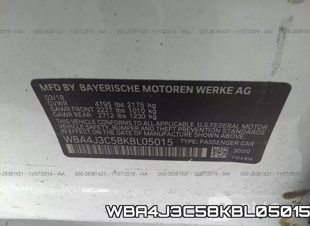 WBA4J3C58KBL05015 фото 8