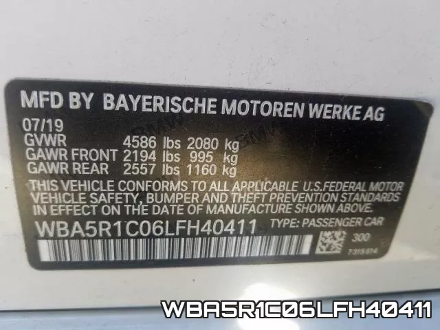 WBA5R1C06LFH40411 фото 2