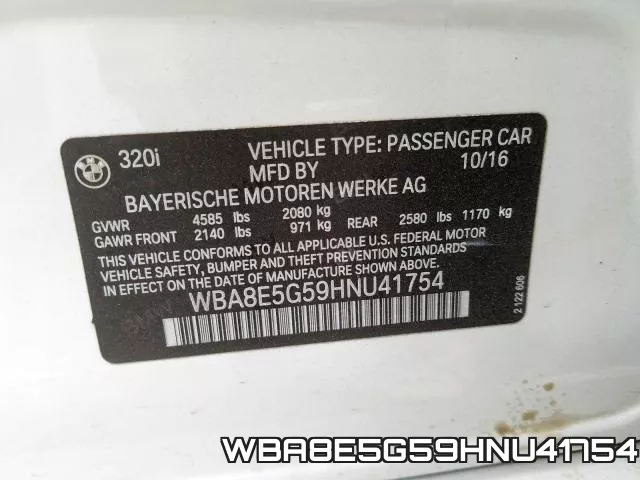 WBA8E5G59HNU41754 фото 2