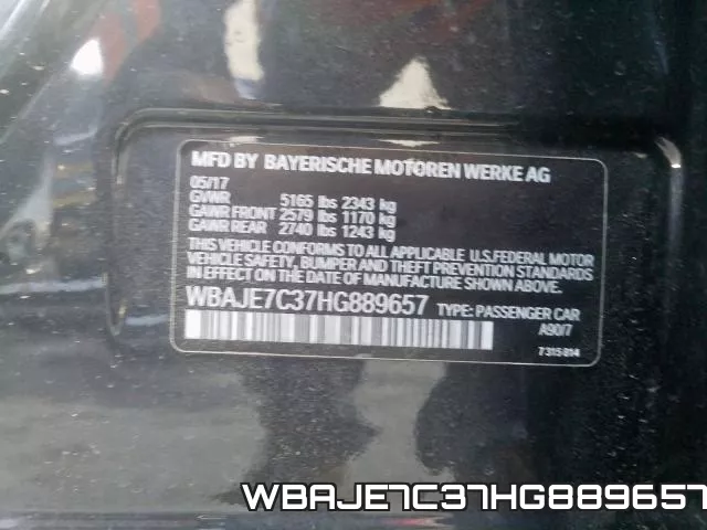 WBAJE7C37HG889657 фото 2