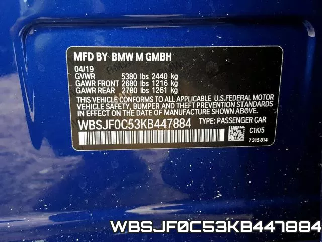 WBSJF0C53KB447884 фото 2