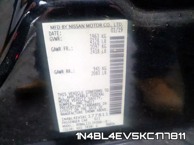 1N4BL4EV5KC177811 фото 2