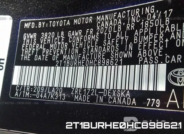 2T1BURHE0HC898621 фото 6